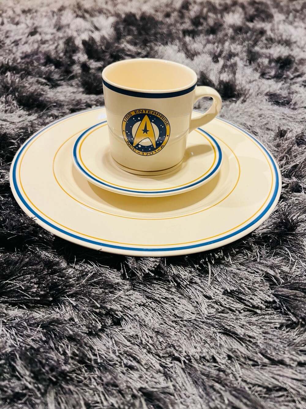 Vintage Star Trek USS Enterprise NCC-1701-A Ceramic Cup and Plate Set